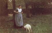 Anton mauve Laren Woman with Goat Sweden oil painting artist